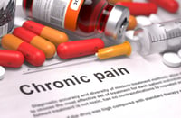 Chronic Pain - Printed Diagnosis with Red Pills, Injections and Syringe. Medical Concept with Selective Focus.