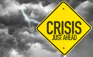 Crisis Just Ahead sign with a bad day-1